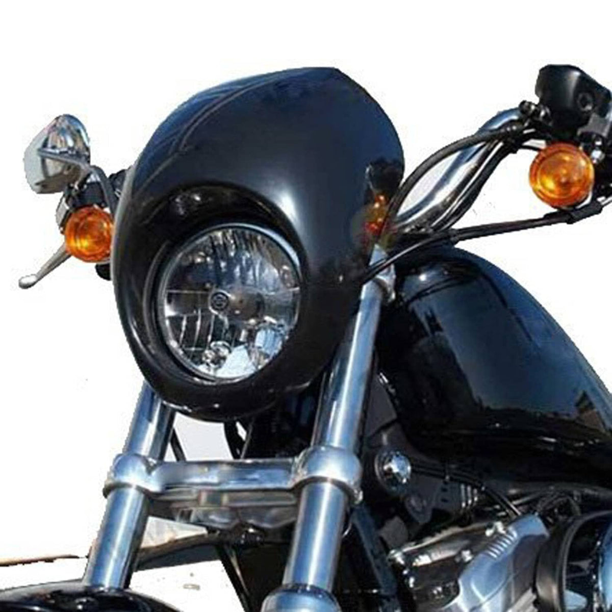 Solidspare Gloss Black Headlight Cowl Fairing Mask For Harley Sportster XL 883 1200 Dyna FX