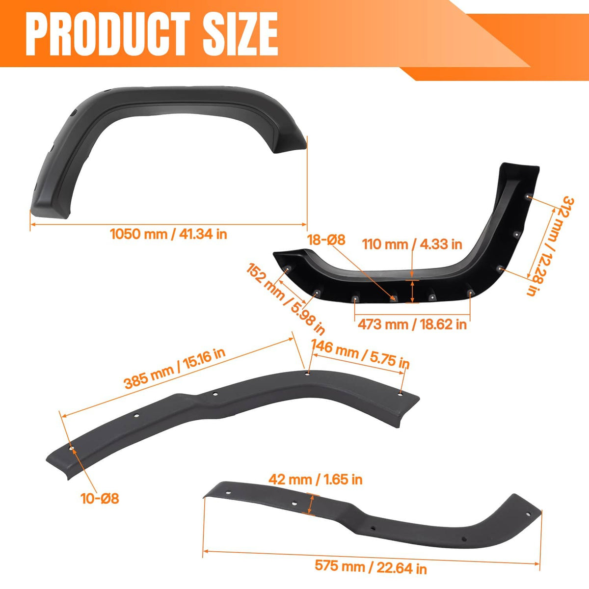 Solidspare Front & Rear Fender Flares For Jeep Cherokee XJ(4DR) Sport Utility 1984-2001