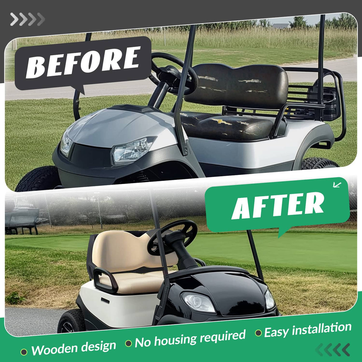 Solidspare For Club Car Precedent 04-Up Golf Cart Front Seat Back Cushion Replace Assembly