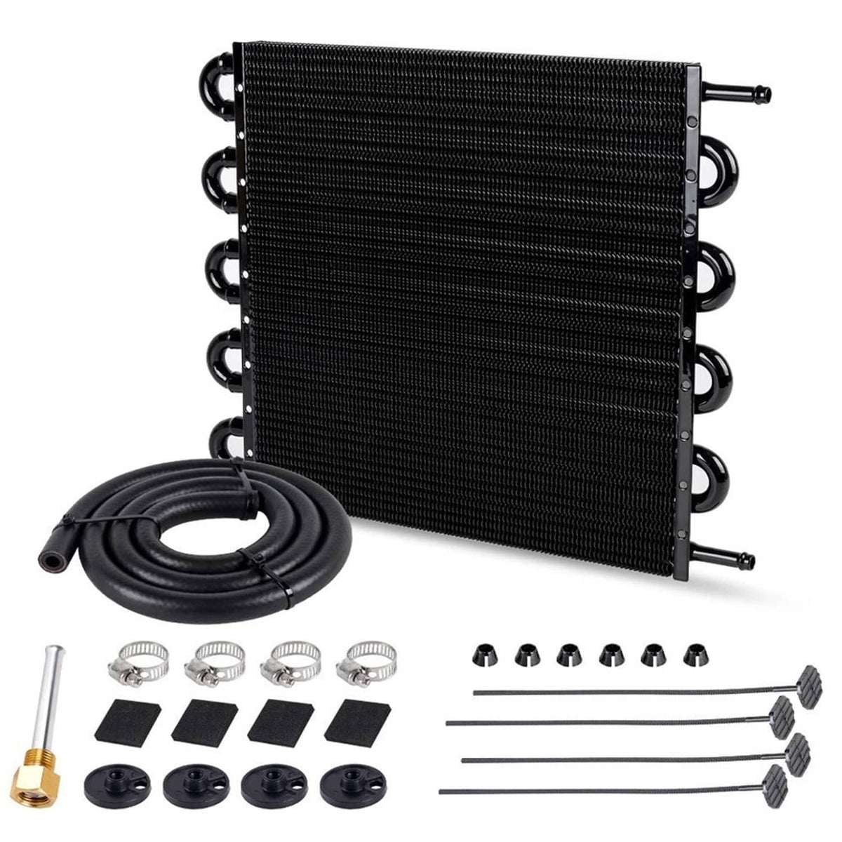 Solidspare 10 Rows Aluminum Universal Remote Transmission Oil Cooler Radiator Converter Kit