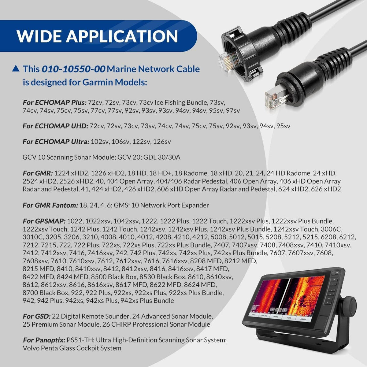 Solidspare 25FT Marine Network Cable RJ45 Cord Replace for Garmin 010-10550-00 for Garmin