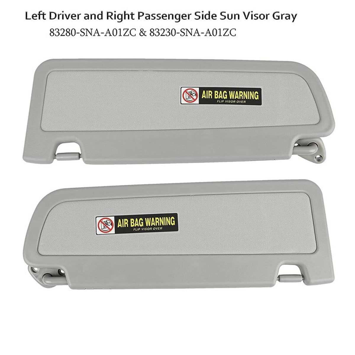 Solidspare Pair Driver & Passenger Side Light Gray Sun Visor For 2006-2011 Honda Civic