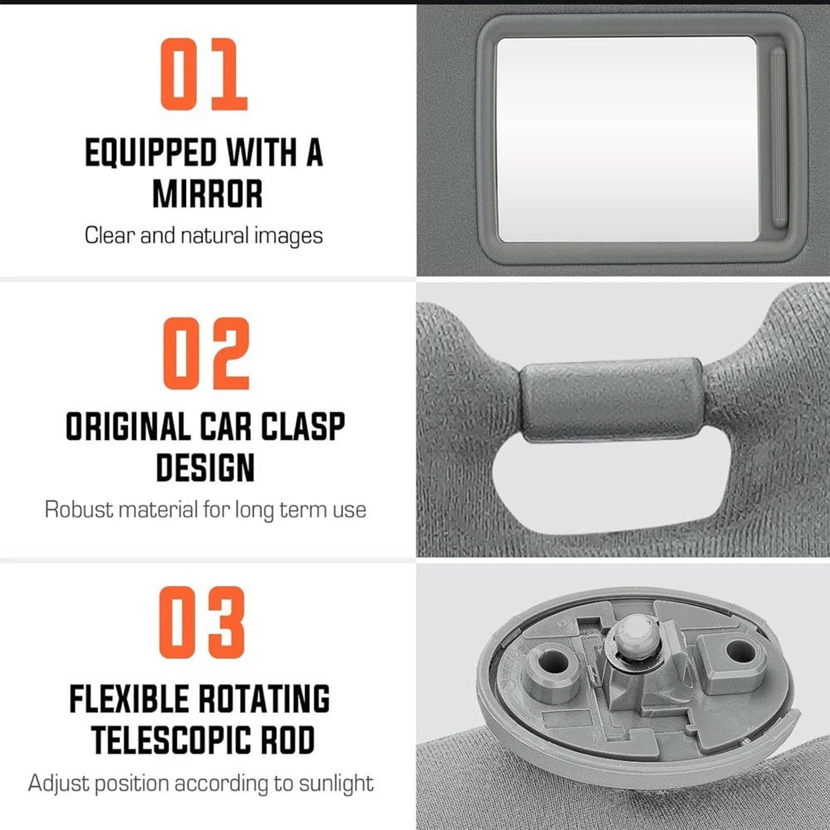 Solidspare 2Pcs Sun Visor LH Driver & RH Passenger Side For 2005-2015 Toyota Tacoma Gray