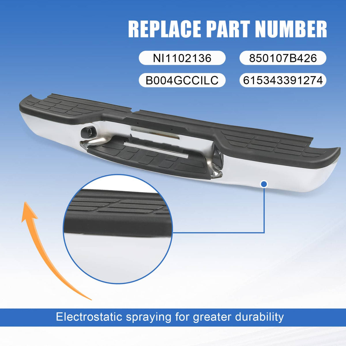 Solidspare Chrome Rear Step Bumper Assembly For 1998-2004 Chevy S10 GMC Sonoma Fleetside