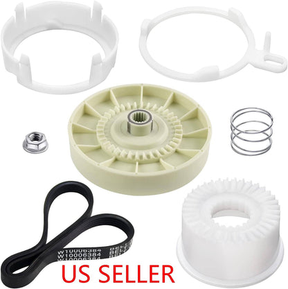 Solid Spare Washer Pulley Clutch Kit & Drive Belt for Whirlpool Kenmore Maytag