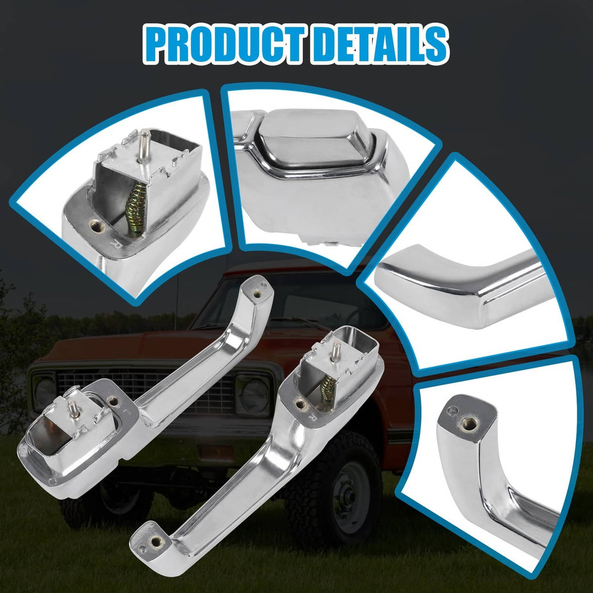 Solidspare Chrome Pair Outside Door Handles For 1967-1972 Chevy C/K 10 20 30, GMC C/K 15 25