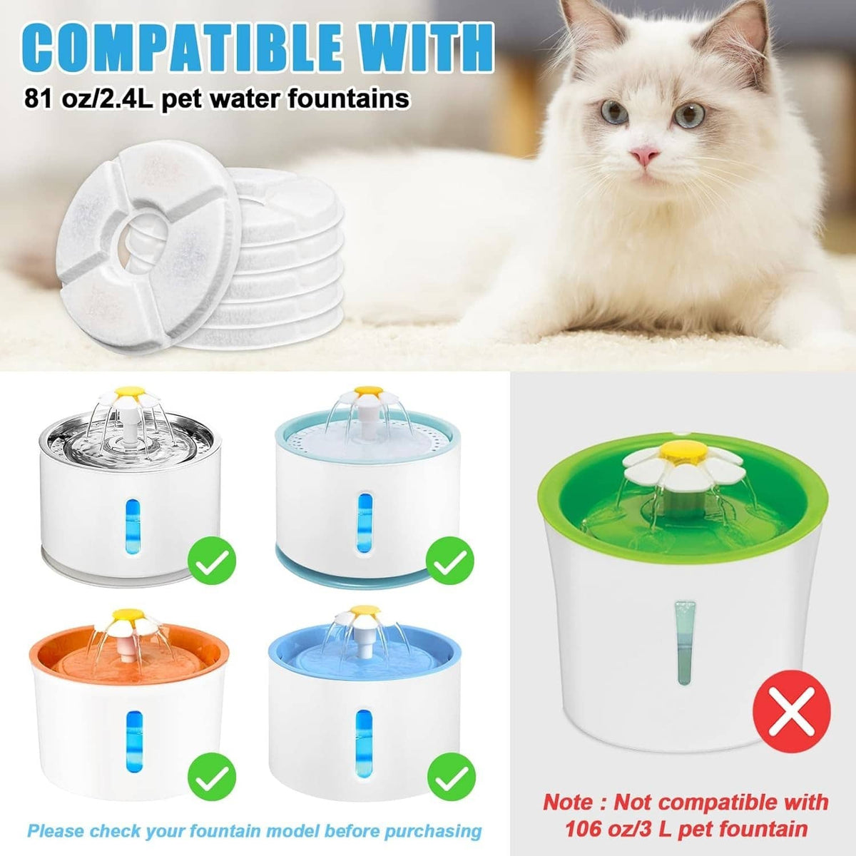 Solid Spare 12x Pet Water Fountain Replacement Filters for Catit Cat Dog Drinking Flower
