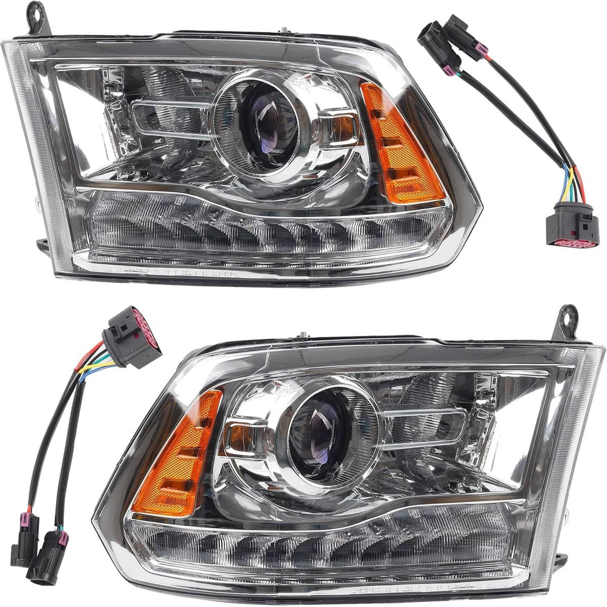 Solidspare For 2009-2018 Dodge Ram 1500 2500 3500 Pickup w/LED Projector Chrome Headlights