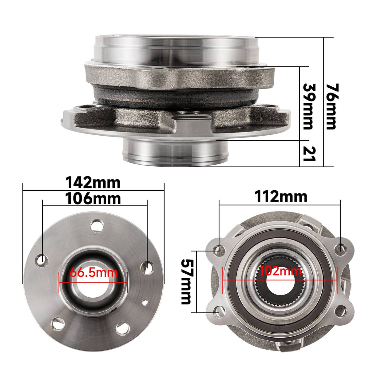 Solidspare 2 Front or Rear Wheel Hub Bearings Assembly for Audi A4 A5 A6 A7 A8 Q5 S4 513301