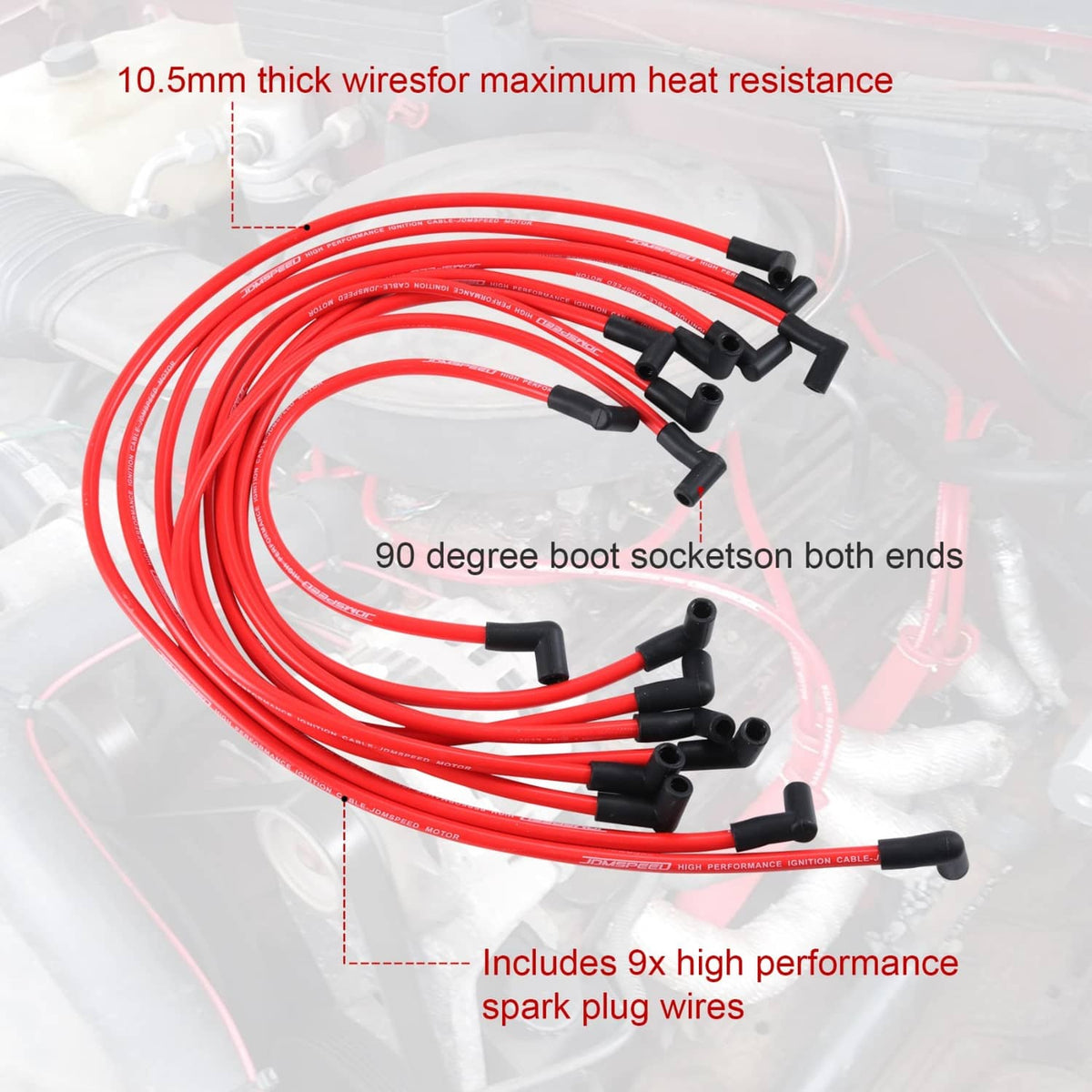 Solidspare JDMSPEED High Performance Plug Wires SBC BBC HEI 2350 383 454 Electronic 10.5MM