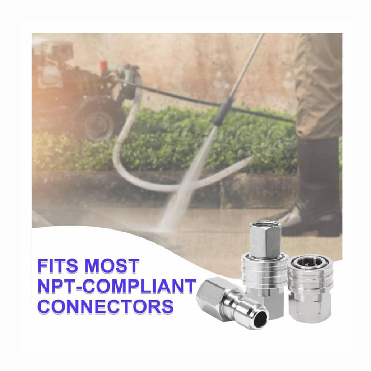 Solid Spare 2 Sets NPT 1/4 Inch Pressure Washer Coupler Quick Connect Plug Fitting Adapter