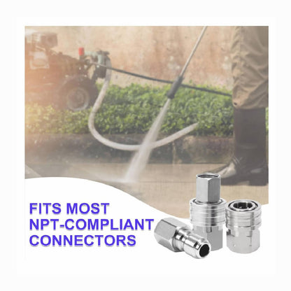 Solid Spare 2 Sets NPT 1/4 Inch Pressure Washer Coupler Quick Connect Plug Fitting Adapter