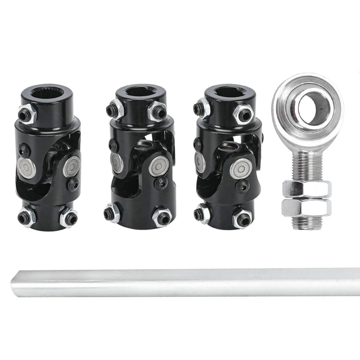 Solidspare Steering Box U Joint 36" Steel Steering Shaft + 3/4" Support Bearing GM - Black