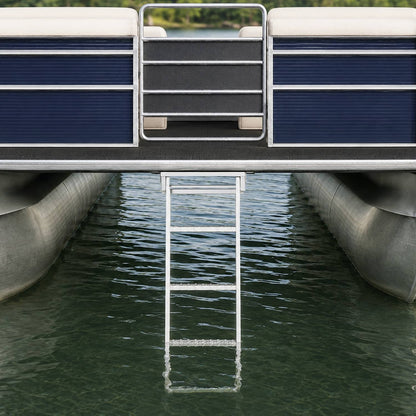 Solidspare 4 Step Pontoon Under Deck Boat Ladder Aluminum Under-Boat Mount , Silvery