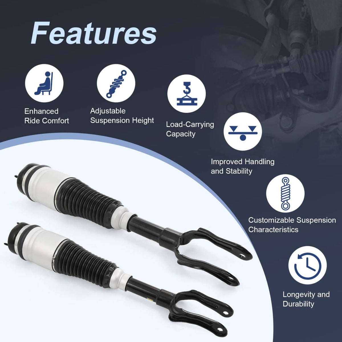 Solidspare Air Suspension Strut Shocks Front Left & Right For Jeep Grand Cheroke 2011-2015