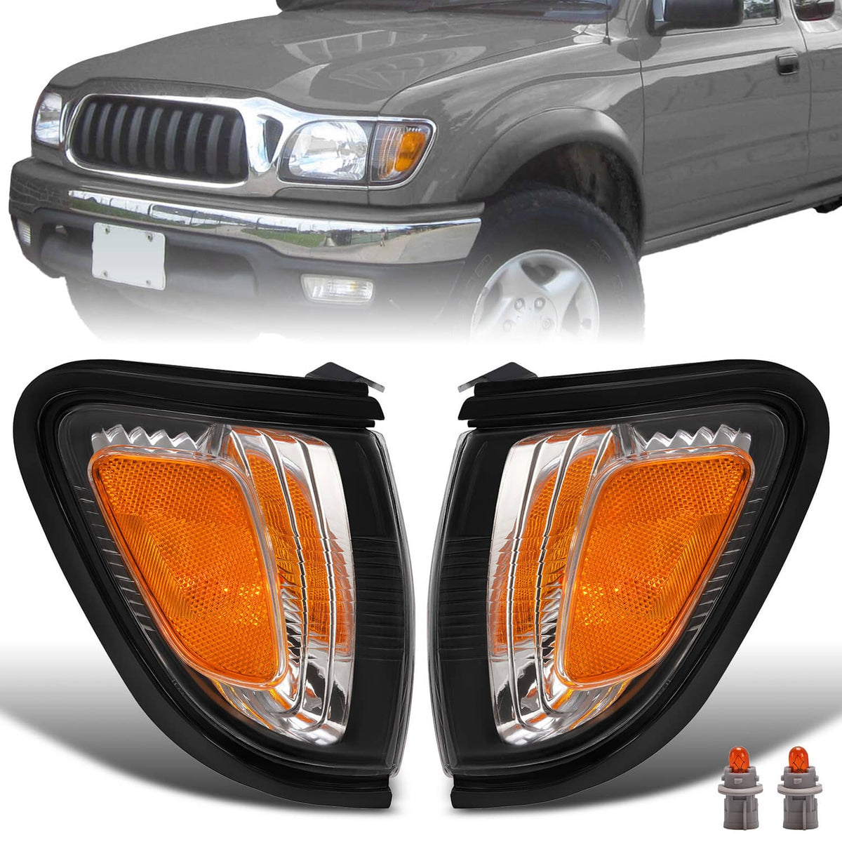 Solid Spare Side Marker Corner Parking Turn Signal Lights W/ Bulbs For Toyota Tacoma 2001-04
