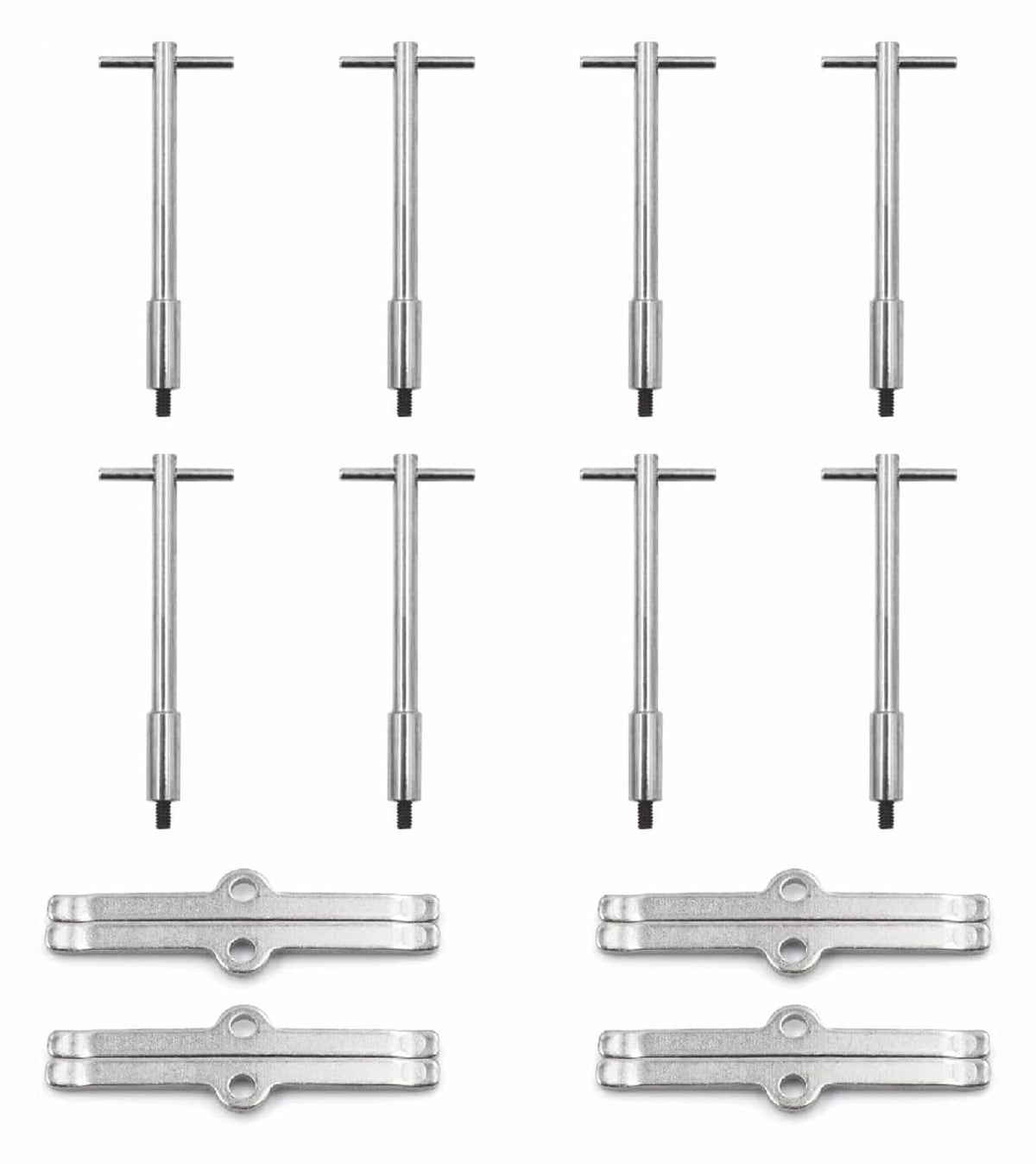 Solid Spare Chrome Tall T-Bar Valve Cover Hold Down Set For Chevy SBC 283 327 350 Bolts Tabs