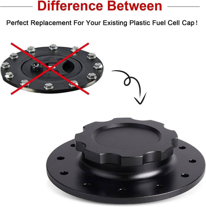 Solidspare Billet Aluminum Easy Fill Fuel Cell Gas Cap With 12 Hole Cell Bung & Gasket