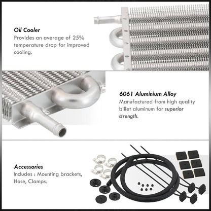 Solidspare Universal 6 Rows Aluminum Remote Transmission Oil Cooler Radiator Converter Kit