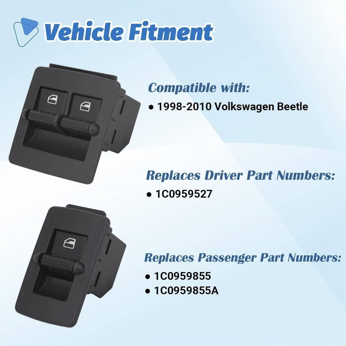 Solid Spare For VW New Beetle 1998-2010 Power Window Master Switch Driver Passenger Pair Set