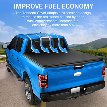 Solidspare 5 FT FLEETSIDE SHORT BED SOFT ROLL-UP TONNEAU COVER FITS 2005-2015 TOYOTA TACOMA