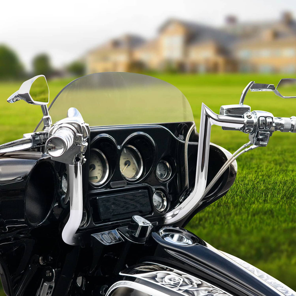 Solidspare Chrome Ape Meathook Handlebars for Harley Ultra Limited Electra Glide 12" Rise