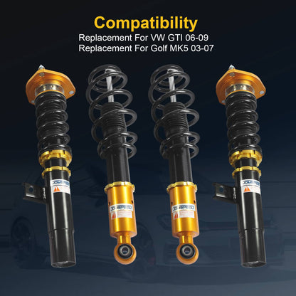 Solidspare Coilover Struts For VW 2006-2009 GTI 2003-2007 Golf MK5 Shock Suspension Kit