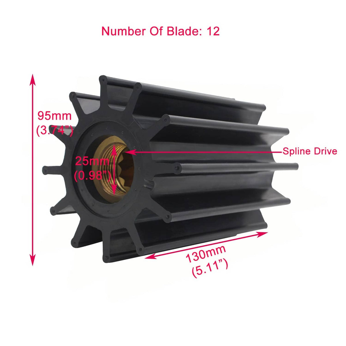 Solid Spare Johnson Pump 09-820B Man Diesel Impeller 12 Blade NEW F95 Series 51.06506.0106