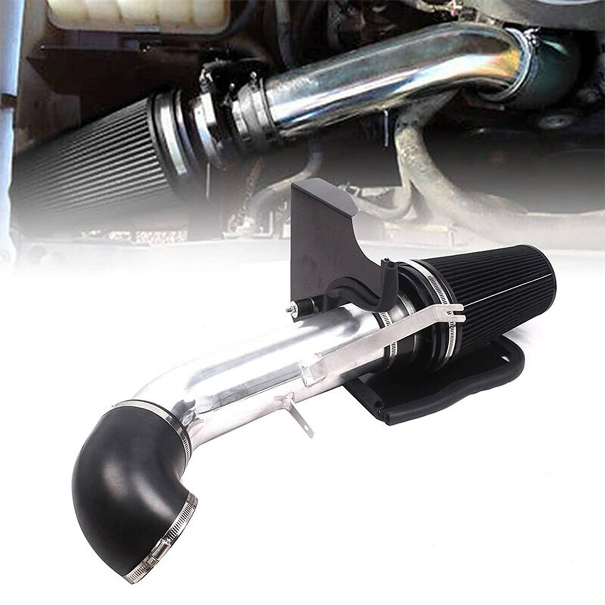 Solidspare Fit For 99-06 Chevy GMC V8 4.8L/5.3L/6.0L 4" Cold Air Intake Kit+Heat Shield Bla