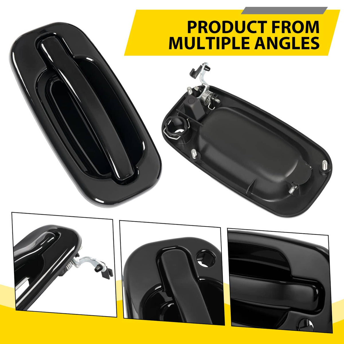 Solid Spare Door Handle Set For Chevy Silverado 1500 1999-2006 Smooth Black Front Outer 2PCS