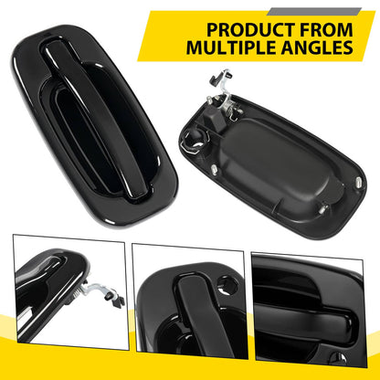 Solid Spare Door Handle Set For Chevy Silverado 1500 1999-2006 Smooth Black Front Outer 2PCS