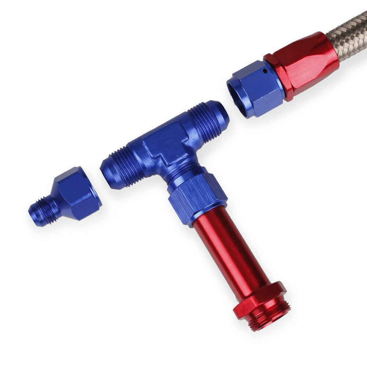Solidspare New Braided Dual Feed Carb Fuel Line Fitting 8AN For Holley 4150 Carburetor AN8