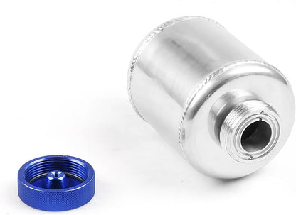 Solidspare Universal Aluminum Racing Power Steering Fluid Reservoir Tank w/ Clamps Silver
