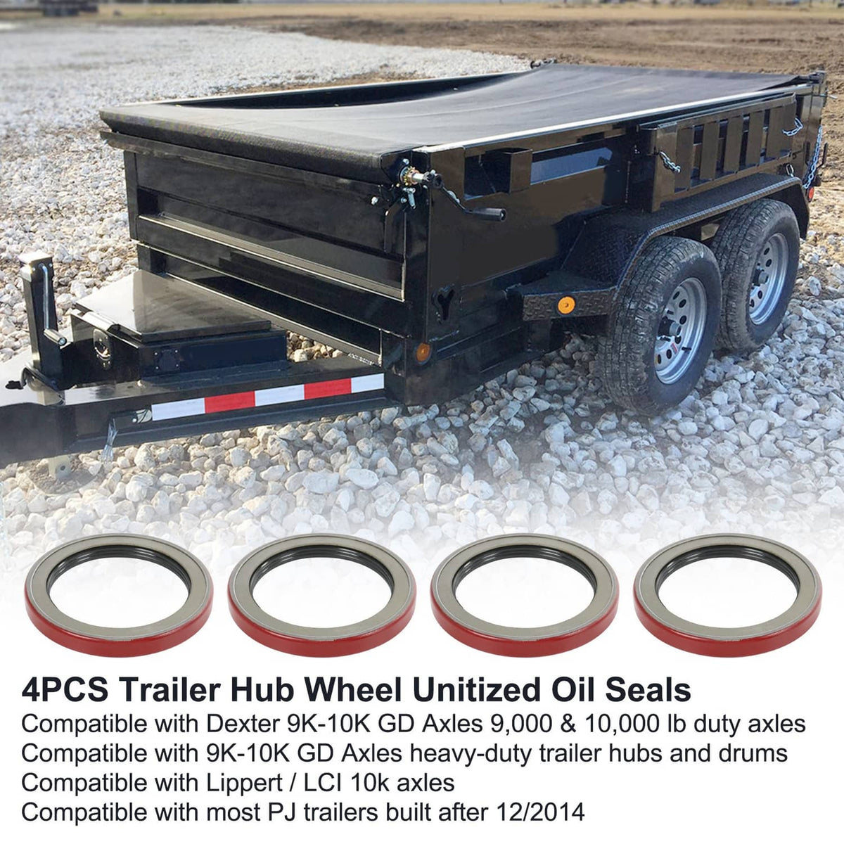 Solidspare 4Pcs Oil Seal Replacement for Dexter 010-051-00 Grease 9K 10K 10-51 Trailer Axle