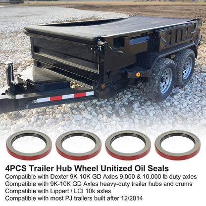 Solidspare 4Pcs Oil Seal Replacement for Dexter 010-051-00 Grease 9K 10K 10-51 Trailer Axle
