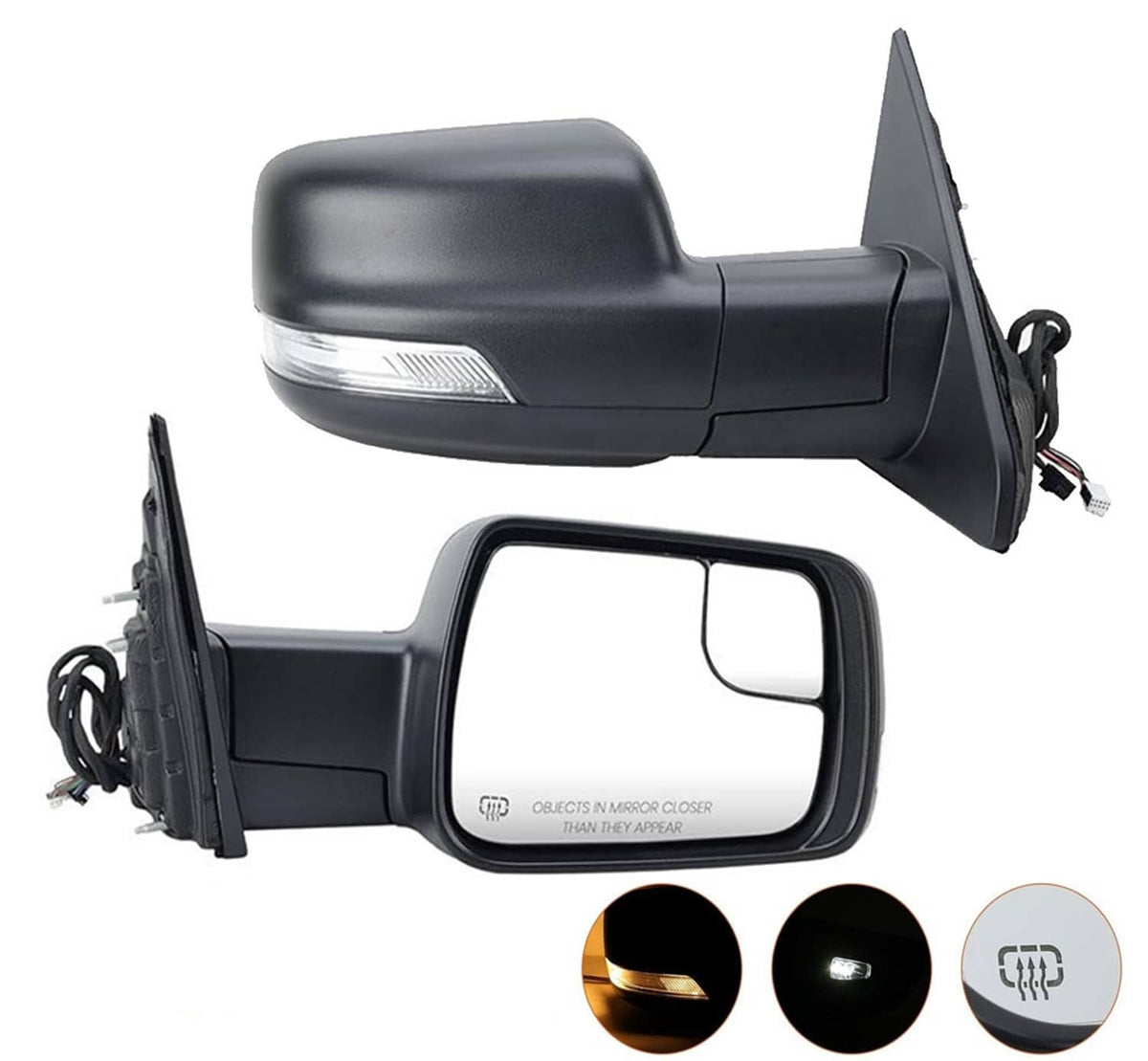 Solidspare Right Heated Mirror w/Power Fold Signal Light For 2019-2024 Ram 1500 68276500AH