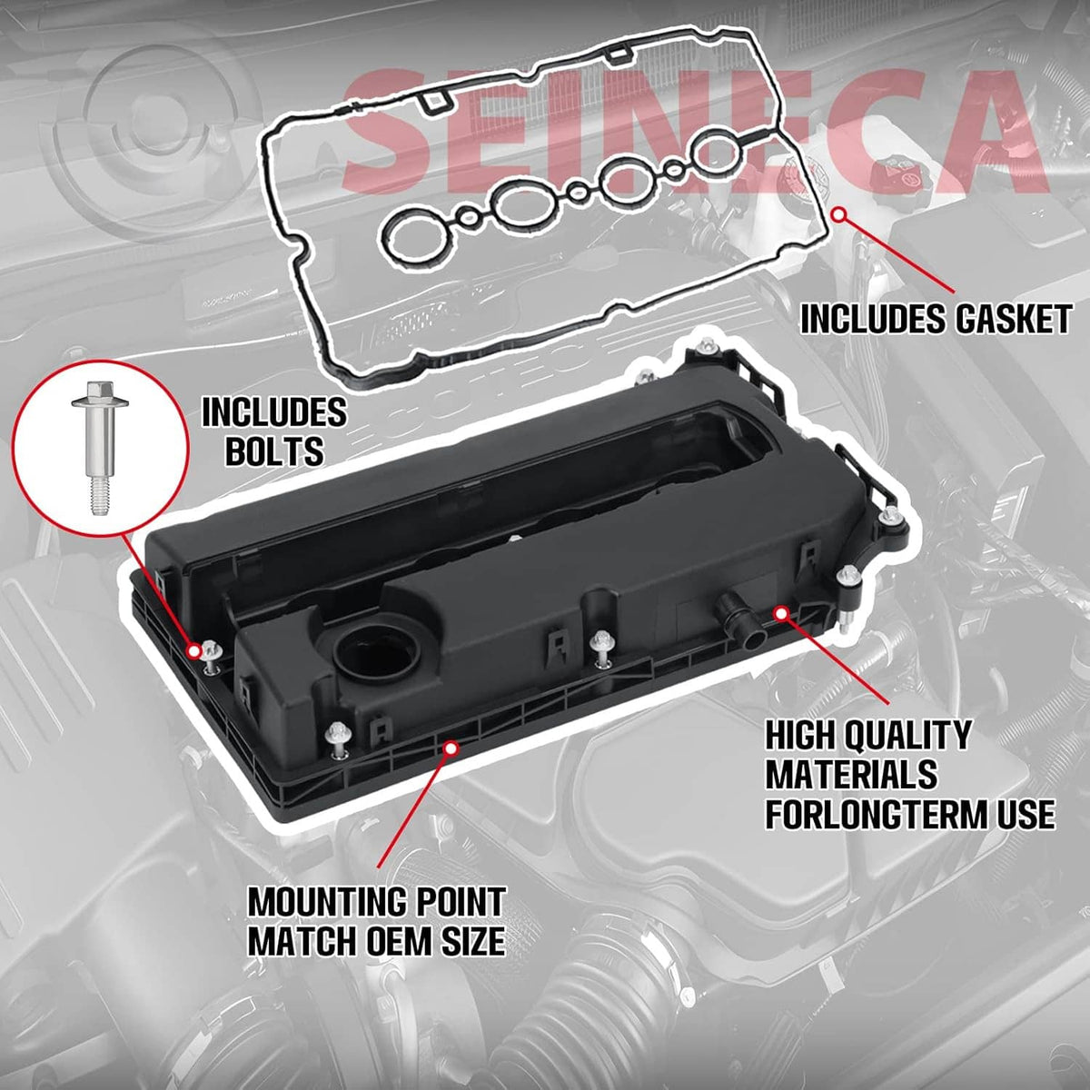 Solidspare Engine Valve Cover Camshaft Rocker Cover For Chevy Cruze Sonic 1.8L 55564395