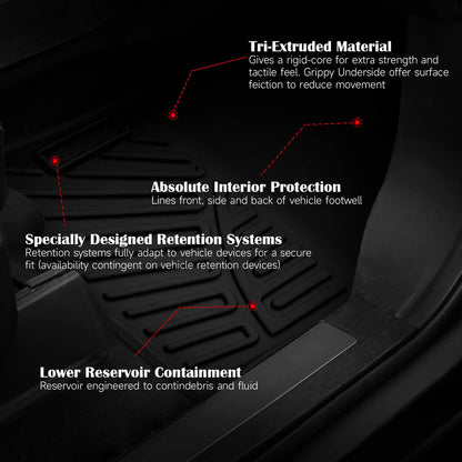 Solidspare All Weather 3D Mold Floor Mats for 2015-2024 Ford Edge 1st & 2nd Rows Car Liners