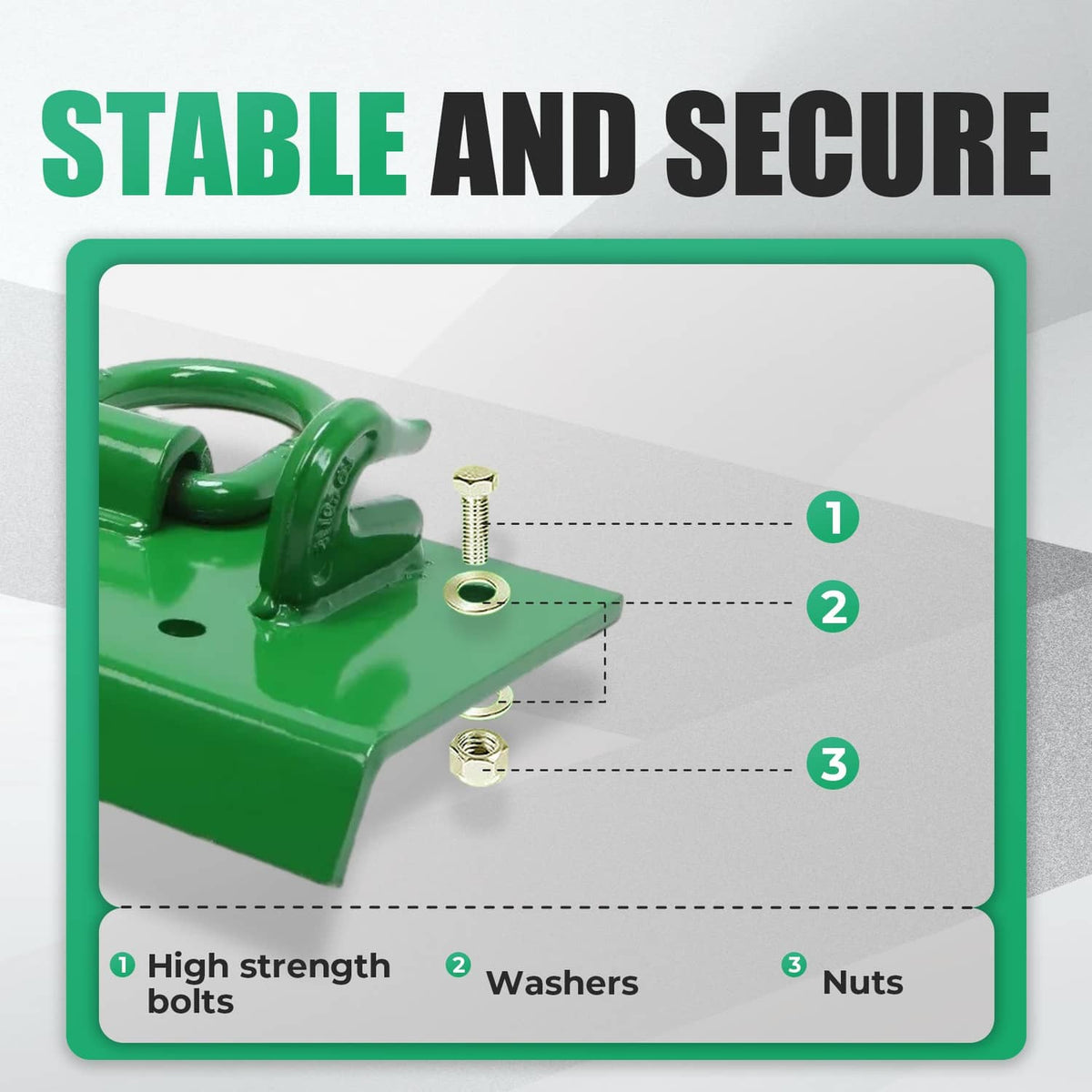 Solidspare 2" Receiver D Rings Grab Hooks  For John Deere 1025R 4100 4110 several models