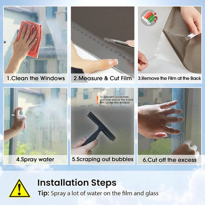 78.74"x17.73" Static Cling Film for Bathroom Office Living Room No Glue Needed