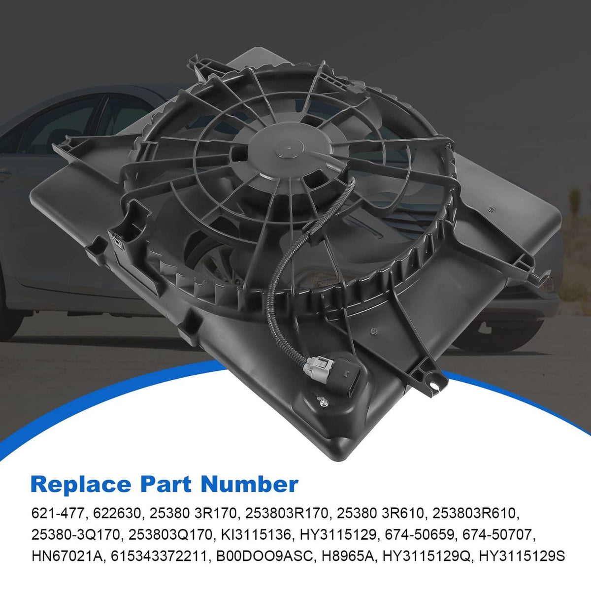 Solidspare Radiator Condenser Cooling Fan Assembly Fit for Hyundai Sonata 2011 2012 2.4L
