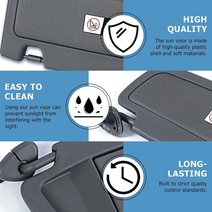 Solidspare Sun Visor Dark Gray Pair For 2006-2011 Honda Civic Visors Left & Right Visor Set