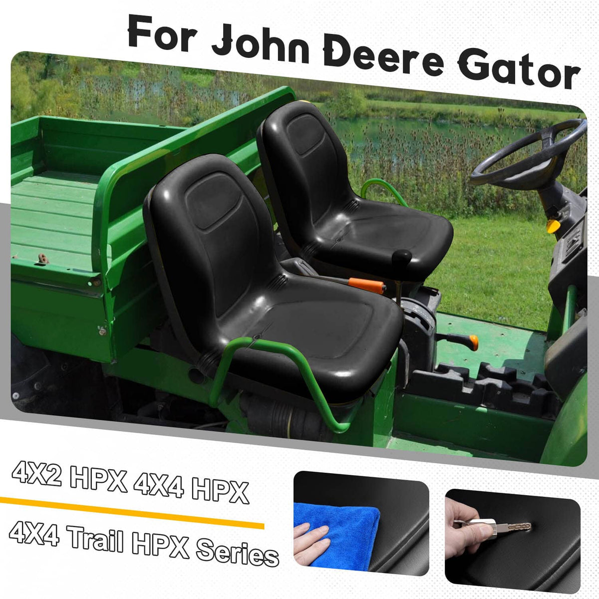 Solidspare 1PC Black Seat For John Deere Gator 4X2 HPX 4X4 HPX and 4X4 Trail HPX Series