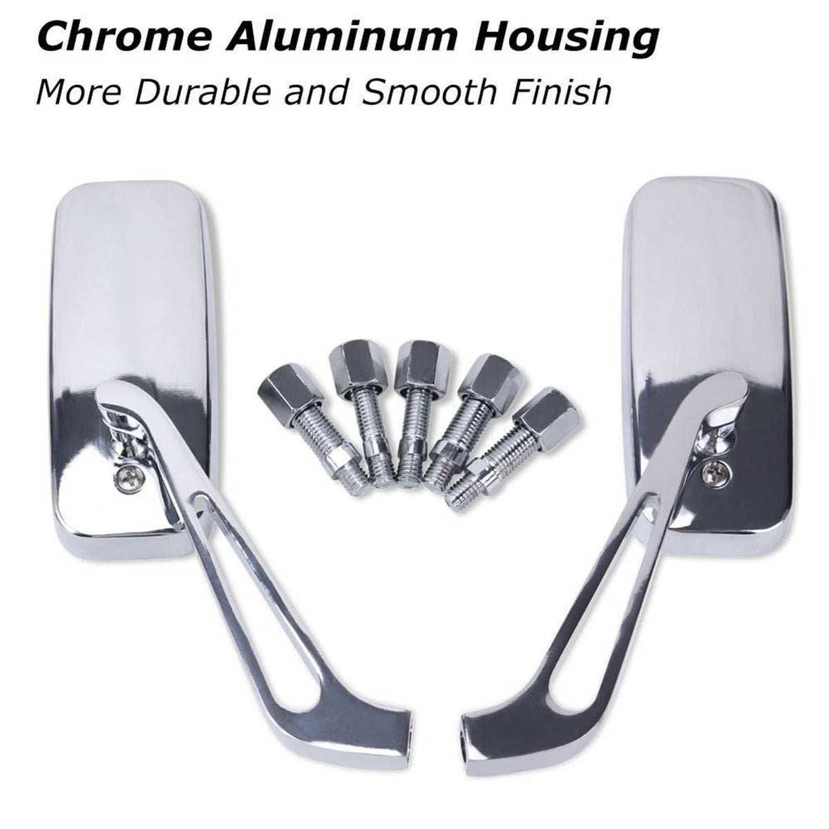 Solidspare Rectangle Chrome Rear-View Mirrors Fit For Harley Road Glide Touring Road King