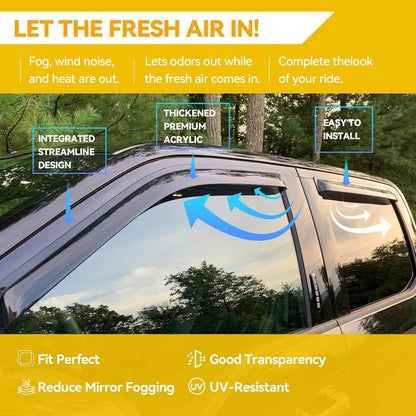 Solidspare Black Window Visor Vent Rain Guards For 2013-2017 Honda Accord Sedan 4 Door