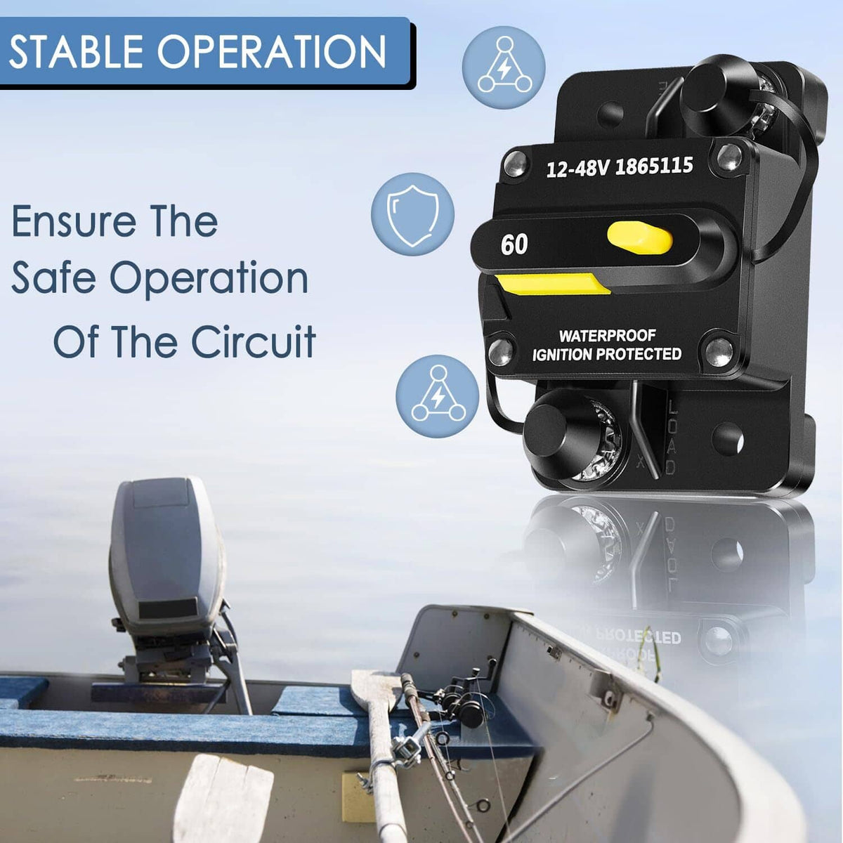 Solid Spare MKR-27 1865115 Circuit Breaker Waterproof 60AMP For Minn Kota Trolling Motor