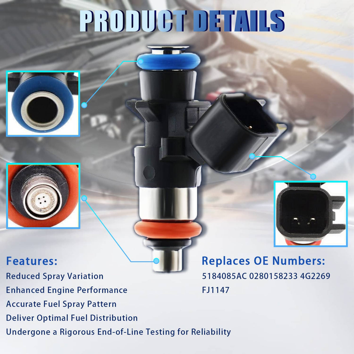 Solidspare New 6x Fuel Injectors for 2011-2019 Chrysler Dodge Ram Jeep 3.6L V6 0280158233