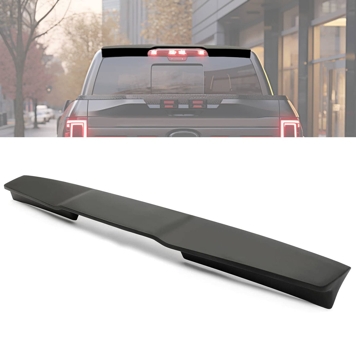 Solid Spare For Ford F-150 F150 2015-2020 Black Cab Wing Rear Window Trunk Roof Spoiler Lip