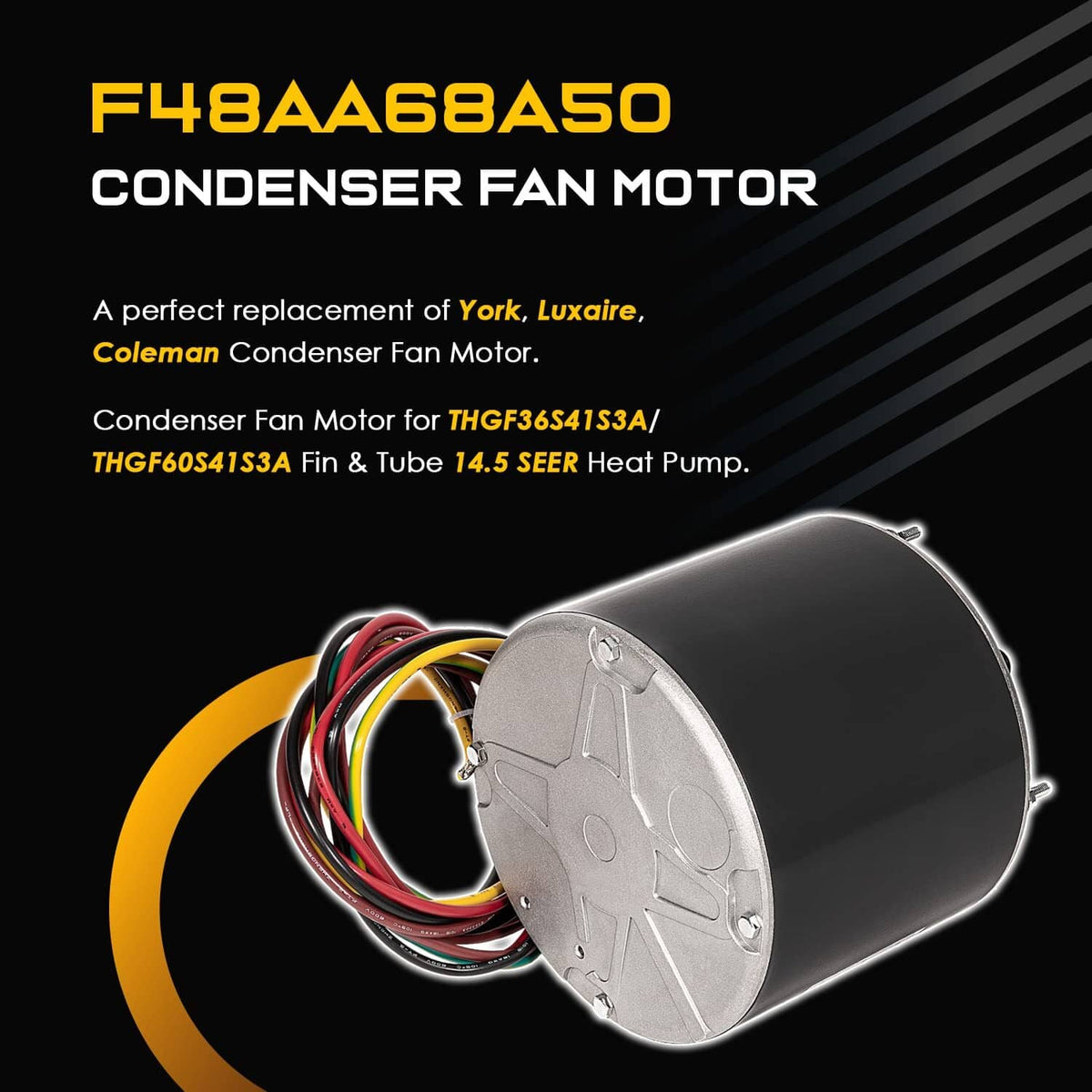 Solidspare F48AA68A50 Replaces A.O. Smith York Coleman Condenser Fan Motor 1/4 HP 208-230V