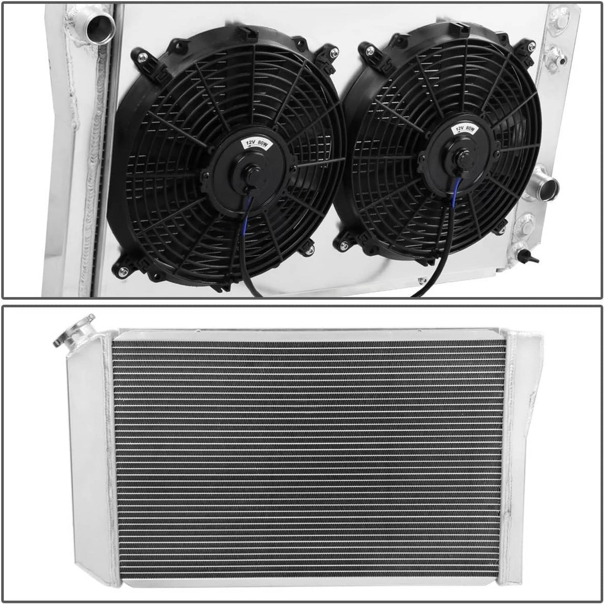 Solidspare For 82-02 Chevy S10 Blazer 84-90 Corvette V8 3 Row Aluminum Radiator+Fan Shroud